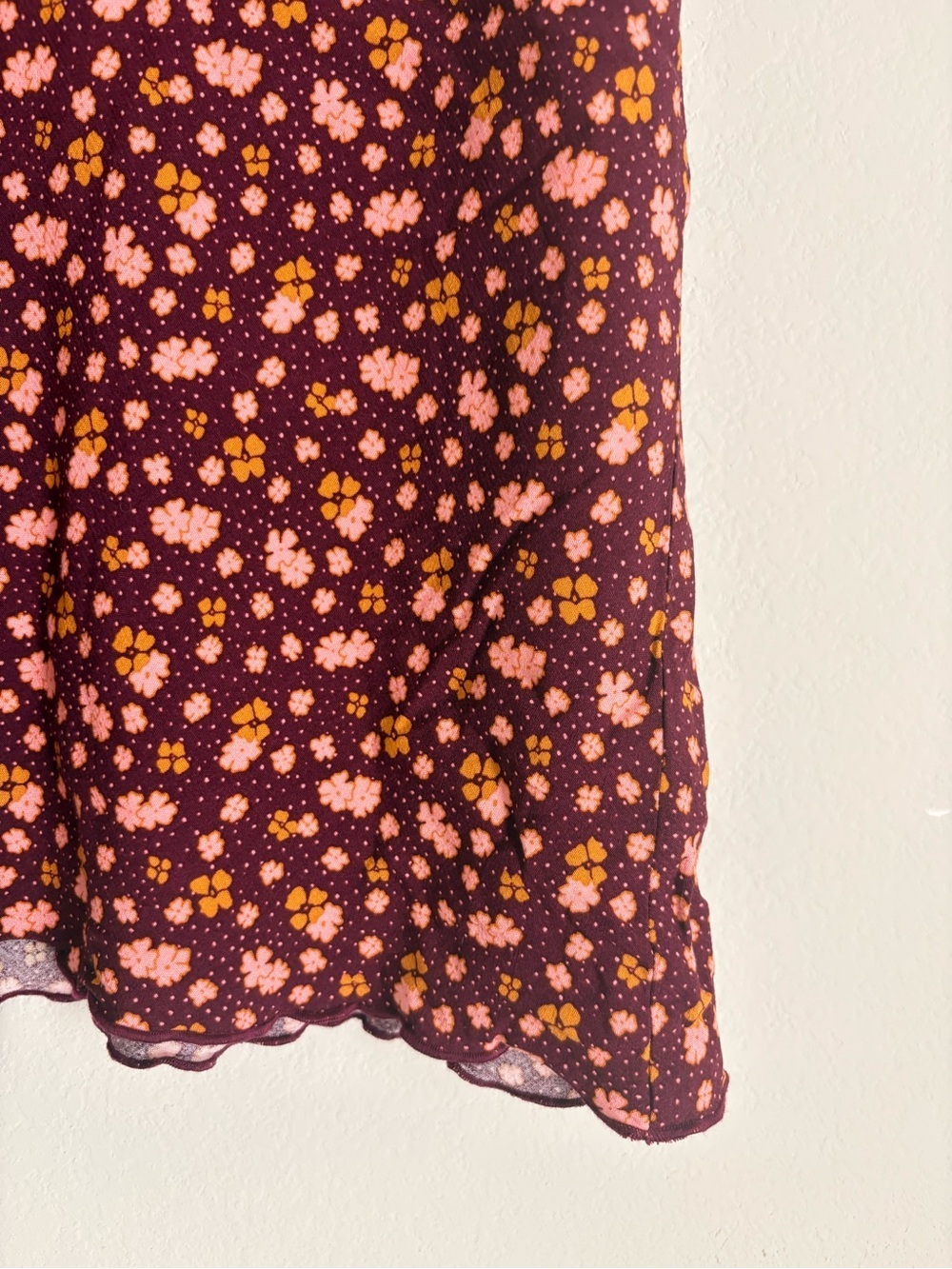 Free People Women's Floral Midi Skirt - Burgundy Pink size 12 - Picture 5 of 11